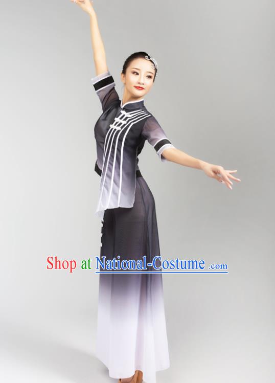 China Fan Dance Yangko Dance Clothing Folk Dance Grey Uniforms