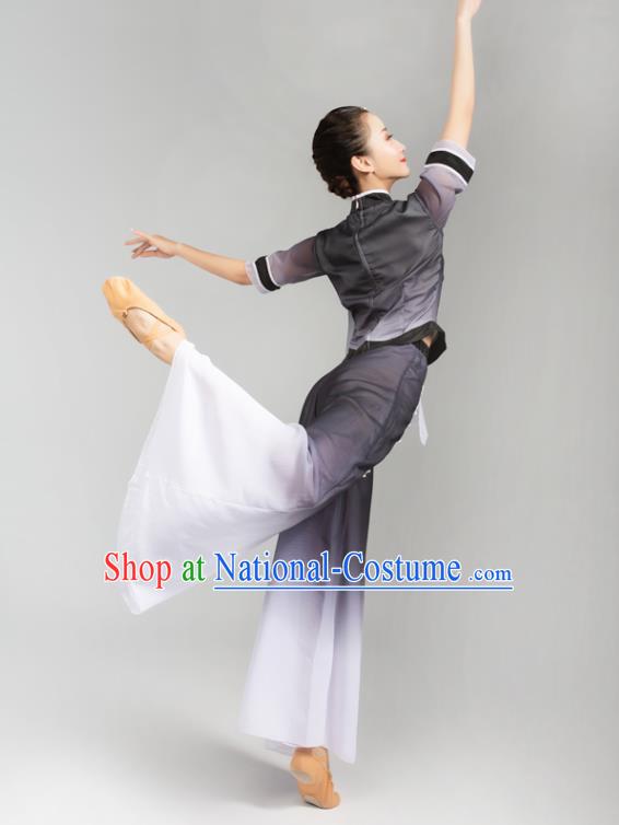 China Fan Dance Yangko Dance Clothing Folk Dance Grey Uniforms