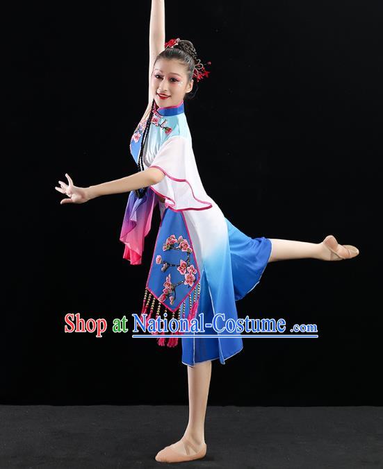 China Fan Dance Stage Performance Clothing Folk Dance Woman Group Dance Royalblue Uniforms