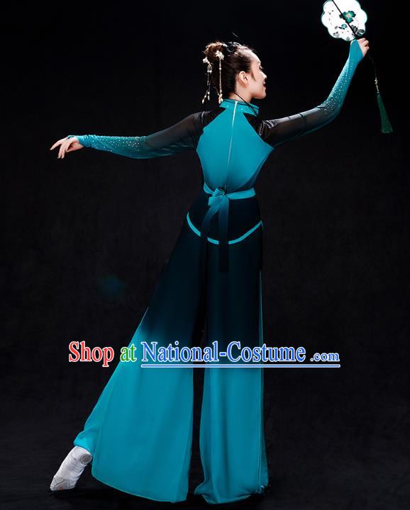 China Fan Dance Stage Performance Clothing Folk Dance Costume Yangko Dance Blue Uniforms