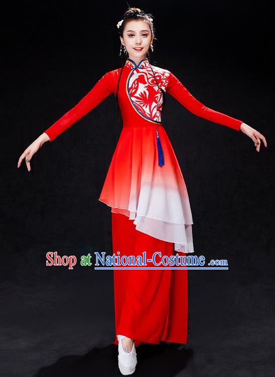 China Yangko Dance Red Uniforms Fan Dance Stage Performance Clothing Folk Dance Drum Dance Costume