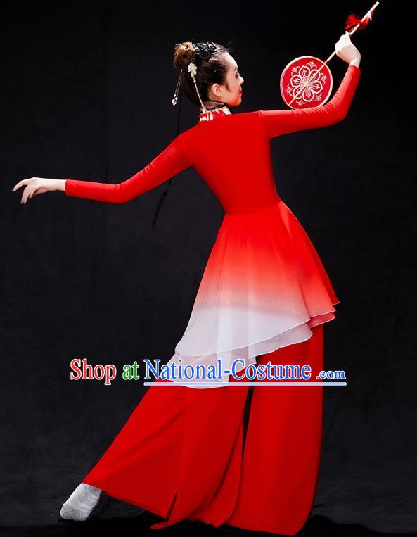 China Yangko Dance Red Uniforms Fan Dance Stage Performance Clothing Folk Dance Drum Dance Costume