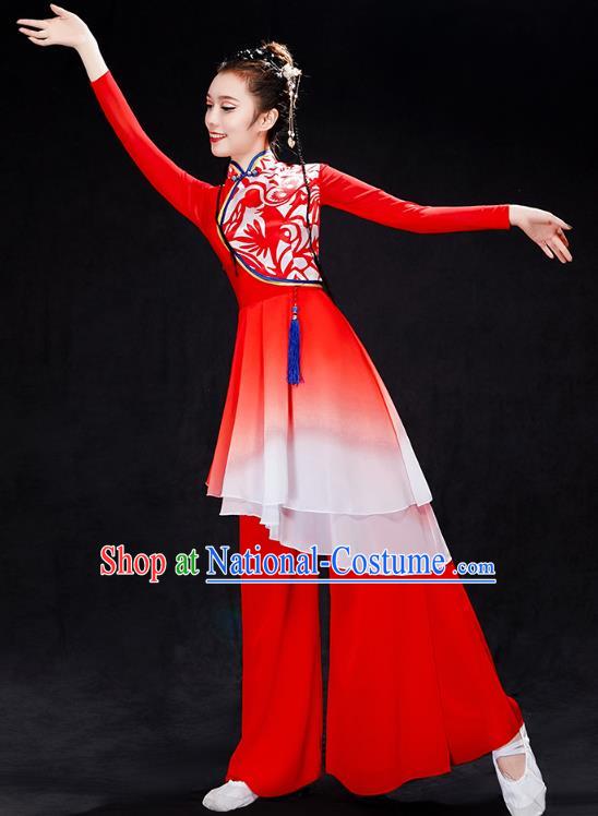 China Yangko Dance Red Uniforms Fan Dance Stage Performance Clothing Folk Dance Drum Dance Costume