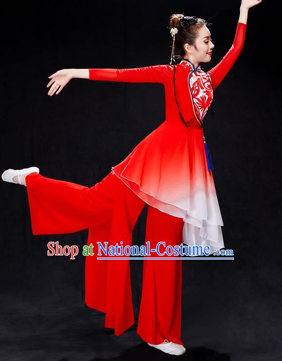 China Yangko Dance Red Uniforms Fan Dance Stage Performance Clothing Folk Dance Drum Dance Costume