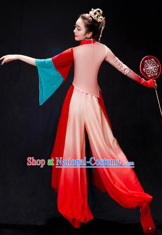 China Folk Dance Solo Dance Costume Yangko Dance Red Uniforms Fan Dance Clothing