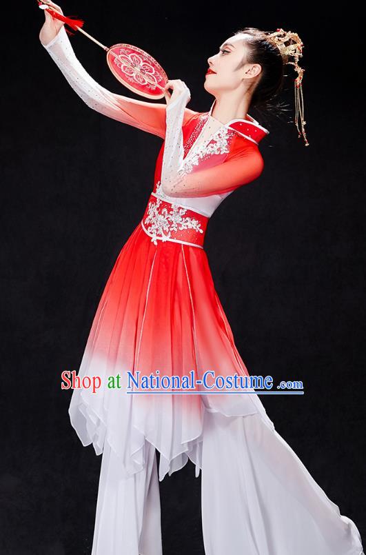 China Stage Performance Clothing Folk Dance Fan Dance Costume Yangko Dance Red Uniforms