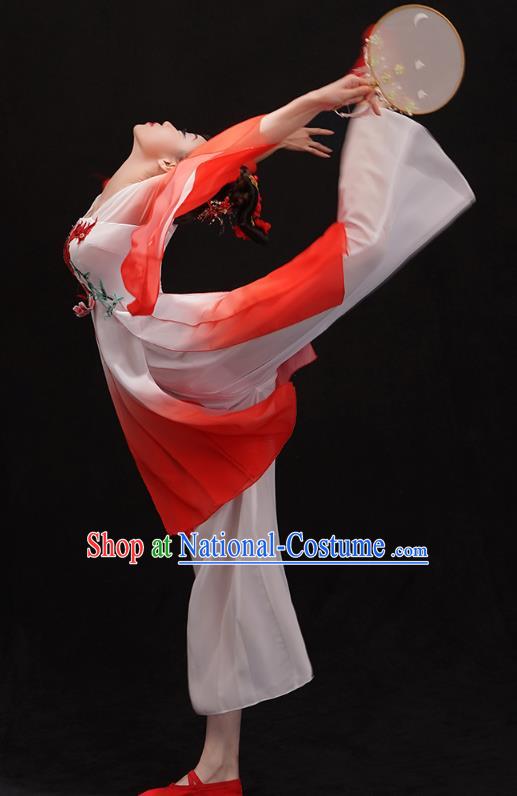 Chinese Palace Fan Dance Red Outfits Traditional Umbrella Dance Dress Classical Dance Clothing