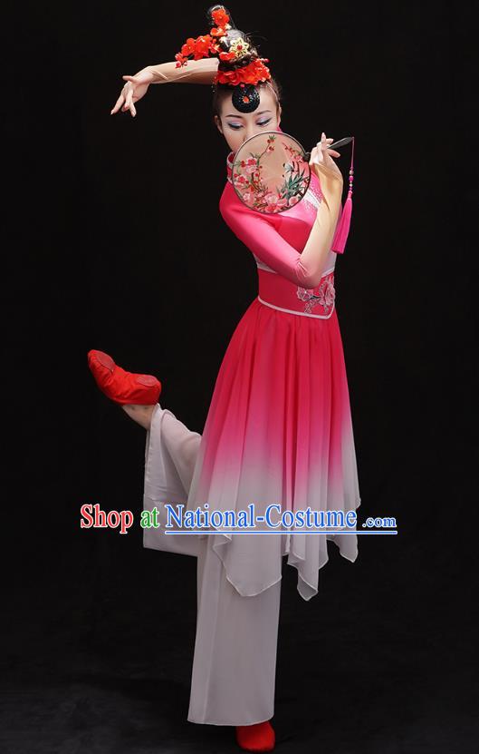 Chinese Traditional Umbrella Dance Dress Classical Ballet Dance Clothing Palace Fan Dance Pink Outfits