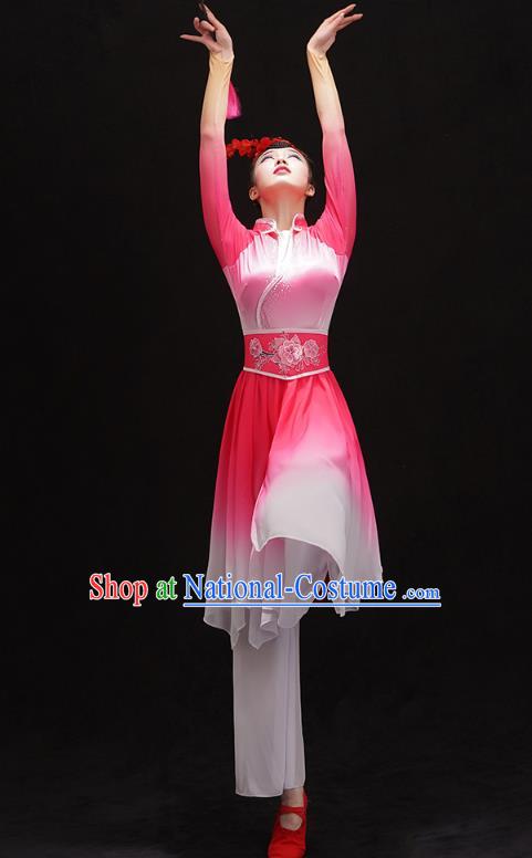 Chinese Traditional Umbrella Dance Dress Classical Ballet Dance Clothing Palace Fan Dance Pink Outfits