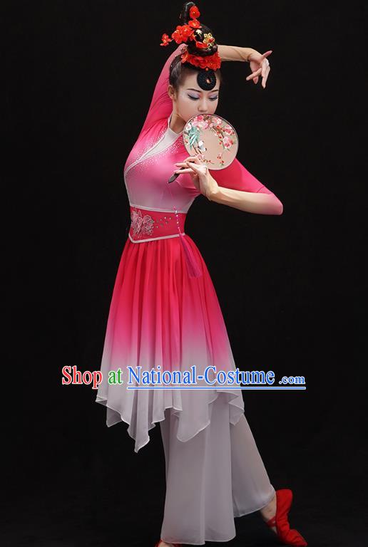 Chinese Traditional Umbrella Dance Dress Classical Ballet Dance Clothing Palace Fan Dance Pink Outfits