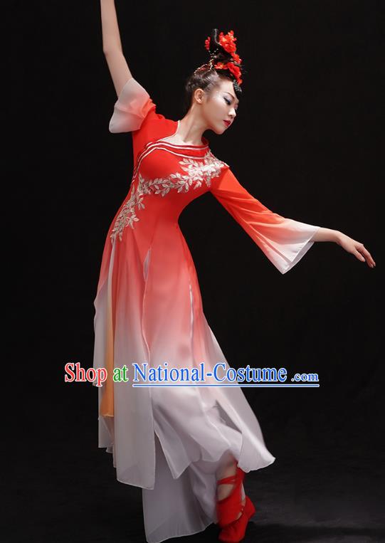 Chinese Classical Ballet Dance Clothing Woman Solo Dance Outfits Traditional Umbrella Dance Red Dress