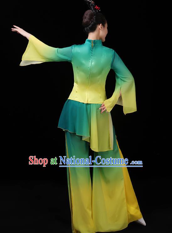 China Group Dance Lotus Dance Clothing Folk Dance Fan Dance Costume Yangko Dance Green Uniforms