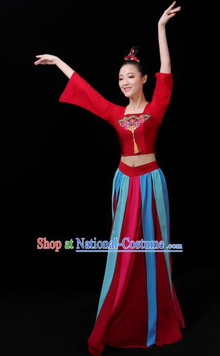 Chinese Traditional Stage Performance Clothing Classical Dance Costumes Umbrella Dance Red Dress Outfits