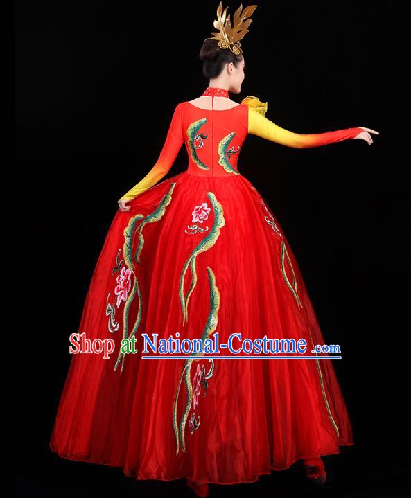 China Spring Festival Gala Opening Dance Costume Flower Dance Clothing Chorus Group Performance Red Dress