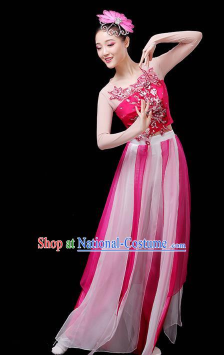 Chinese Traditional Solo Dance Performance Clothing Classical Dance Costume Umbrella Dance Rosy Dress