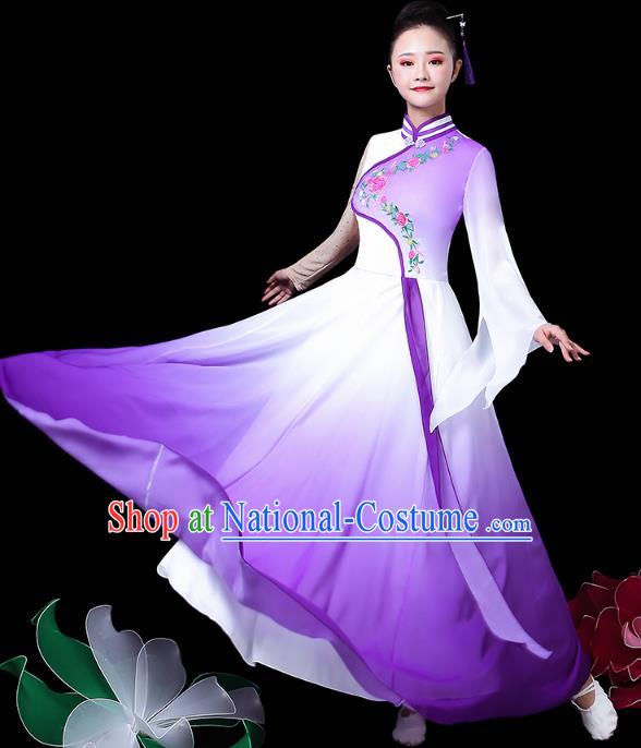 Chinese Traditional Performance Clothing Classical Dance Costume Umbrella Dance Violet Dress