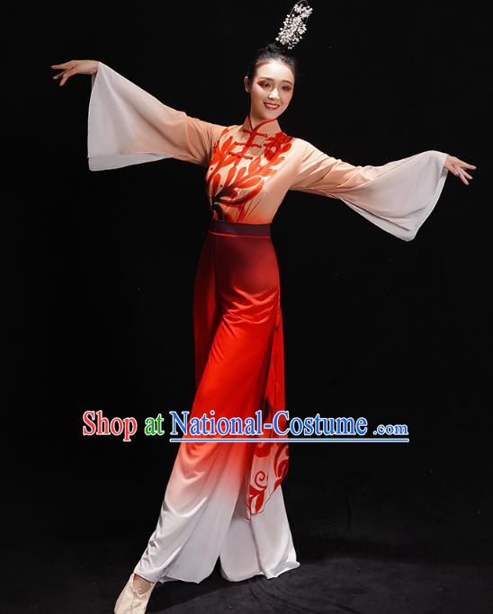 China Folk Dance Costume Yangko Dance Red Uniforms Fan Dance Clothing