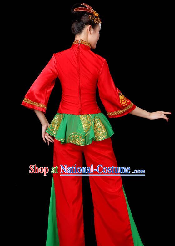 China Folk Dance Group Dance Clothing Drum Dance Costume Jiaozhou Yangko Dance Red Uniforms