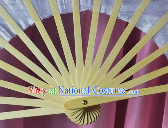 China Classical Dance Silk Fan Yangko Dance Folding Fan Pink Long Ribbon Prop Fan