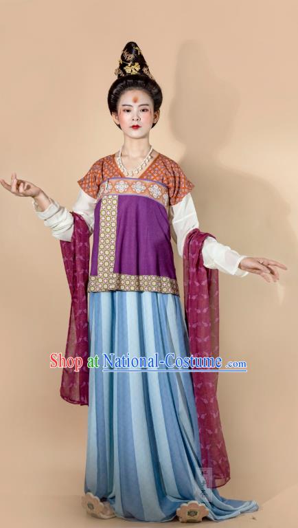 China Ancient Imperial Concubine Hanfu Dress Traditional Tang Dynasty Court Beauty Historical Clothing