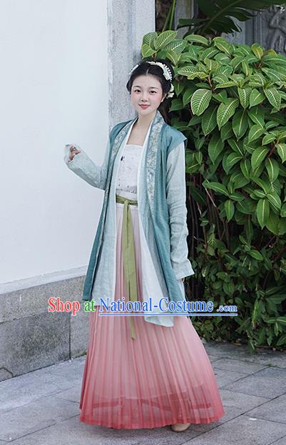 China Ancient Nobility Lady Hanfu Dress Apparels Traditional Song Dynasty Patrician Woman Historical Clothing