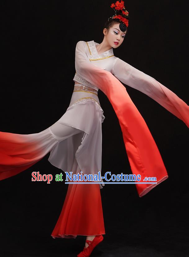 Chinese Umbrella Dance Outfits Classical Dance Performance Clothing Traditional Water Sleeve Cai Wei Dance Dress