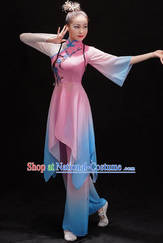 Chinese Umbrella Dance Pink Outfits Classical Dance Performance Clothing Traditional Woman Solo Dance Dress