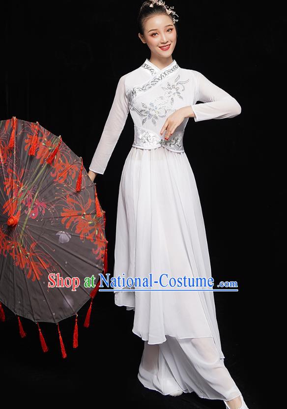 Chinese Classical Dance Performance Clothing Jiangnan Umbrella Dance White Dress Traditional Opening Dance Garment