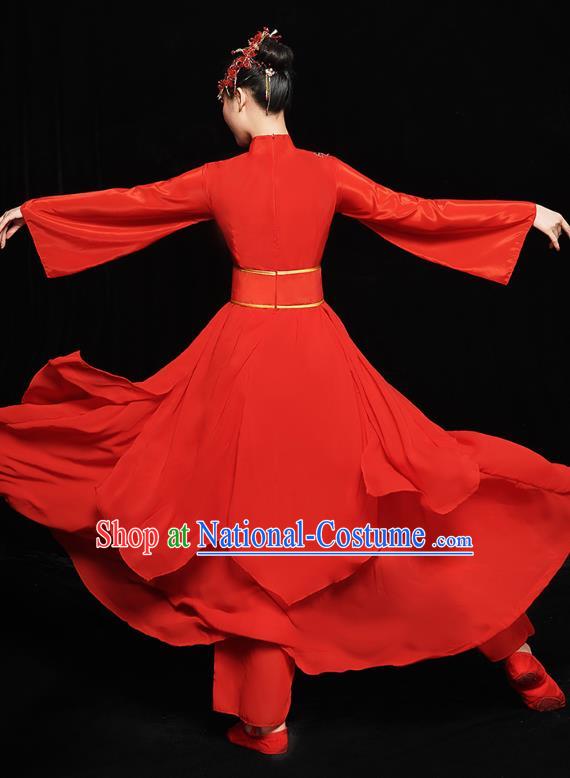 Chinese Traditional Fan Dance Costumes Classical Dance Performance Clothing Jiangnan Umbrella Dance Red Dress