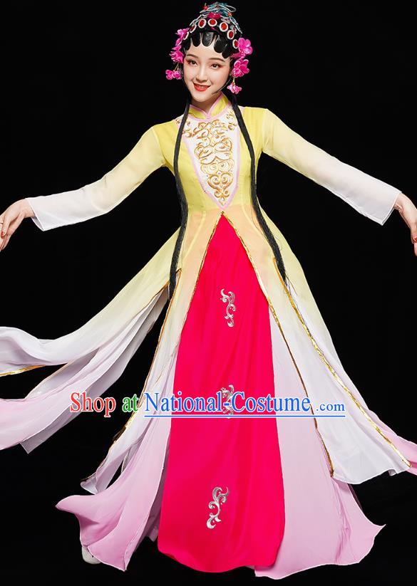 Chinese Traditional Peking Opera Dance Costumes Classical Dance Clothing Beauty Dance Yellow Dress