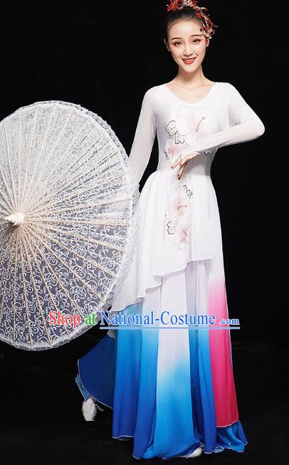 Chinese Jasmine Dance Dress Traditional Umbrella Dance Costumes Classical Dance Clothing