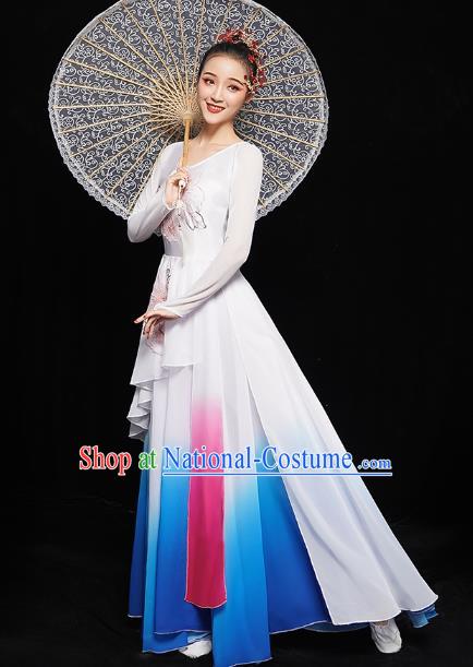 Chinese Jasmine Dance Dress Traditional Umbrella Dance Costumes Classical Dance Clothing