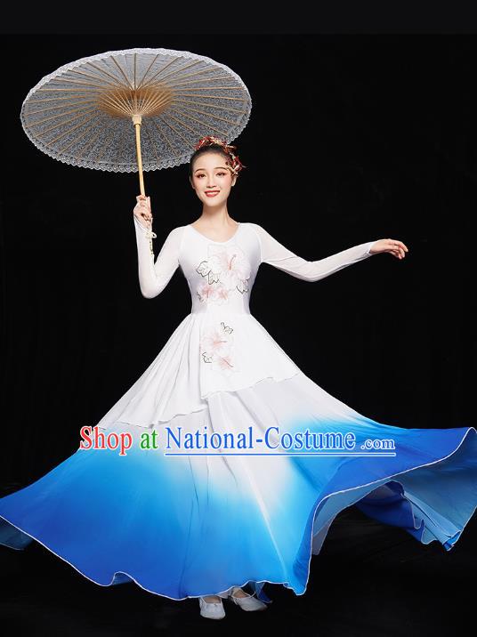 Chinese Jasmine Dance Dress Traditional Umbrella Dance Costumes Classical Dance Clothing