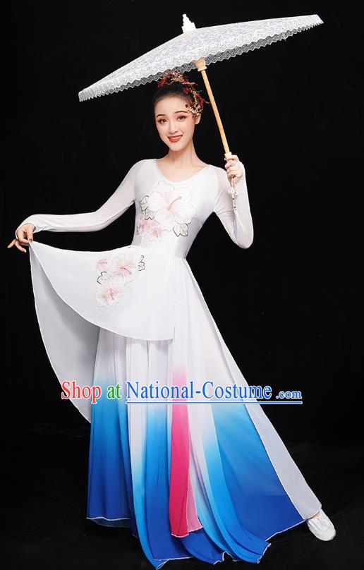 Chinese Jasmine Dance Dress Traditional Umbrella Dance Costumes Classical Dance Clothing