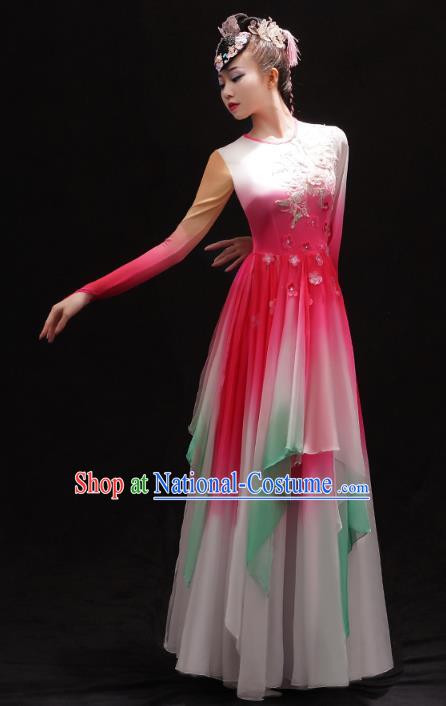 Chinese Traditional Jiangnan Umbrella Dance Dress Female Solo Dance Pink Outfits Classical Dance Clothing