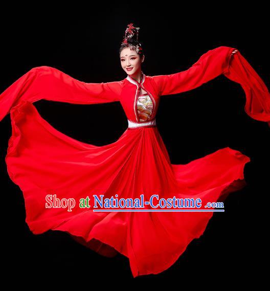 Chinese Classical Dance Cai Wei Clothing Water Sleeve Dance Red Dress Traditional Court Dance Outfits