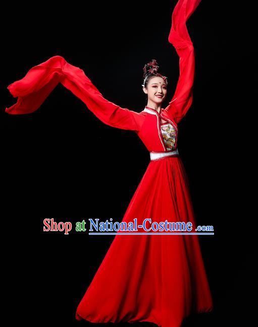 Chinese Classical Dance Cai Wei Clothing Water Sleeve Dance Red Dress Traditional Court Dance Outfits