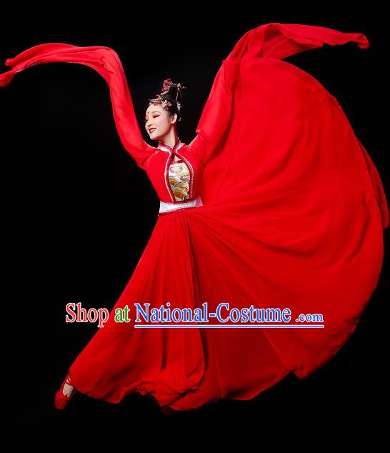 Chinese Classical Dance Cai Wei Clothing Water Sleeve Dance Red Dress Traditional Court Dance Outfits