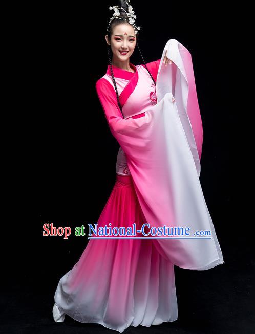 Chinese Classical Dance Fairy Clothing Water Sleeve Dance Performance Dress Traditional Court Beauty Dance Rosy Outfits