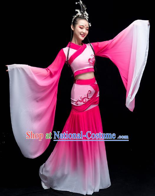 Chinese Classical Dance Fairy Clothing Water Sleeve Dance Performance Dress Traditional Court Beauty Dance Rosy Outfits