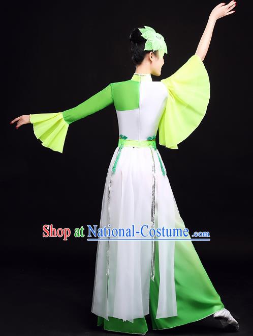 China Yangko Dance Mandarin Sleeve Green Uniforms Folk Dance Clothing Fan Dance Group Dance Costume