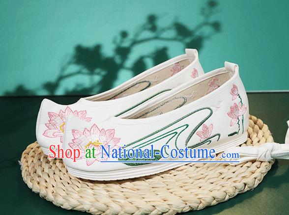 China Traditional Hanfu Cloth Shoes Embroidery Lotus Shoes Classical Dance Shoes