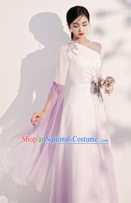 China Woman Modern Dance Costume Catwalks Clothing Chorus Performance Full Dress