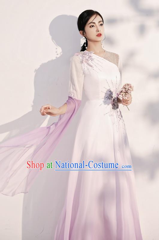 China Woman Modern Dance Costume Catwalks Clothing Chorus Performance Full Dress