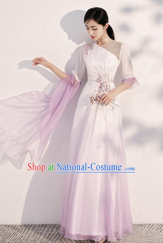 China Woman Modern Dance Costume Catwalks Clothing Chorus Performance Full Dress