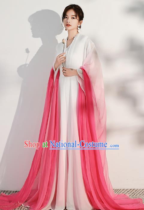 China Catwalks Clothing Solo Performance White Full Dress Woman Classical Dance Costume