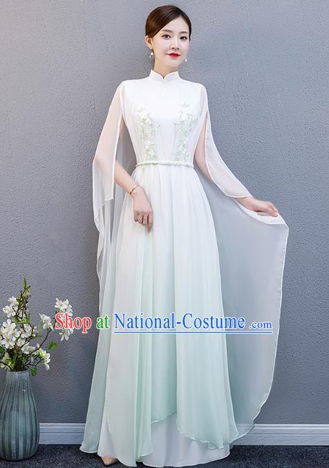 China Chorus Performance Costume Catwalks Woman Clothing Stage Show Light Green Full Dress