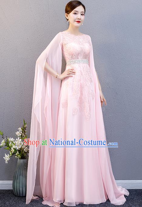 China Stage Show Pink Full Dress Woman Chorus Performance Costume Catwalks Clothing