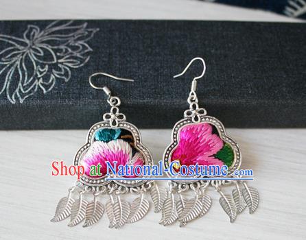 China Traditional Cheongsam Embroidered Ear Accessories National Guizhou Miao Silver Earrings