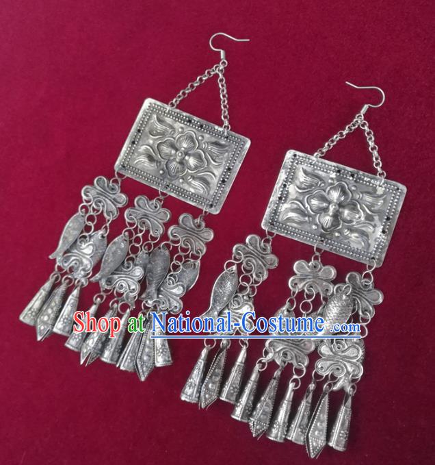 China Traditional Cheongsam Ear Accessories National Ethnic Silver Fish Tassel Earrings